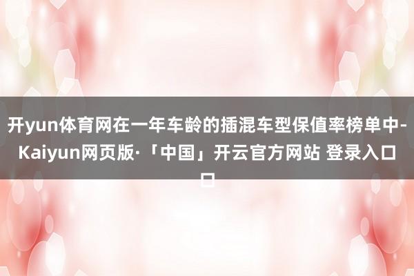 开yun体育网在一年车龄的插混车型保值率榜单中-Kaiyun网页版·「中国」开云官方网站 登录入口